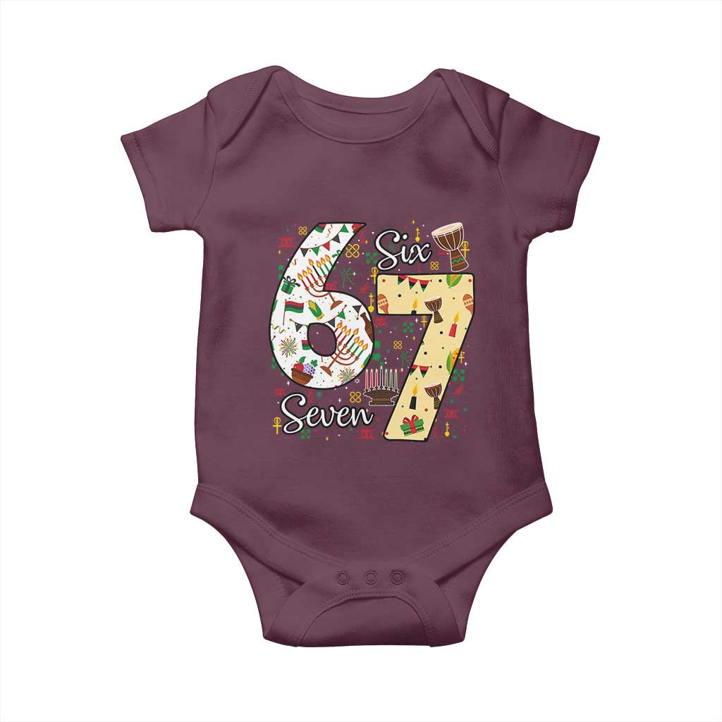 Funny 67 Kwanzaa Baby Onesie Six Seven Meme Kinara Candles African American Christmas - Wonder Print Shop