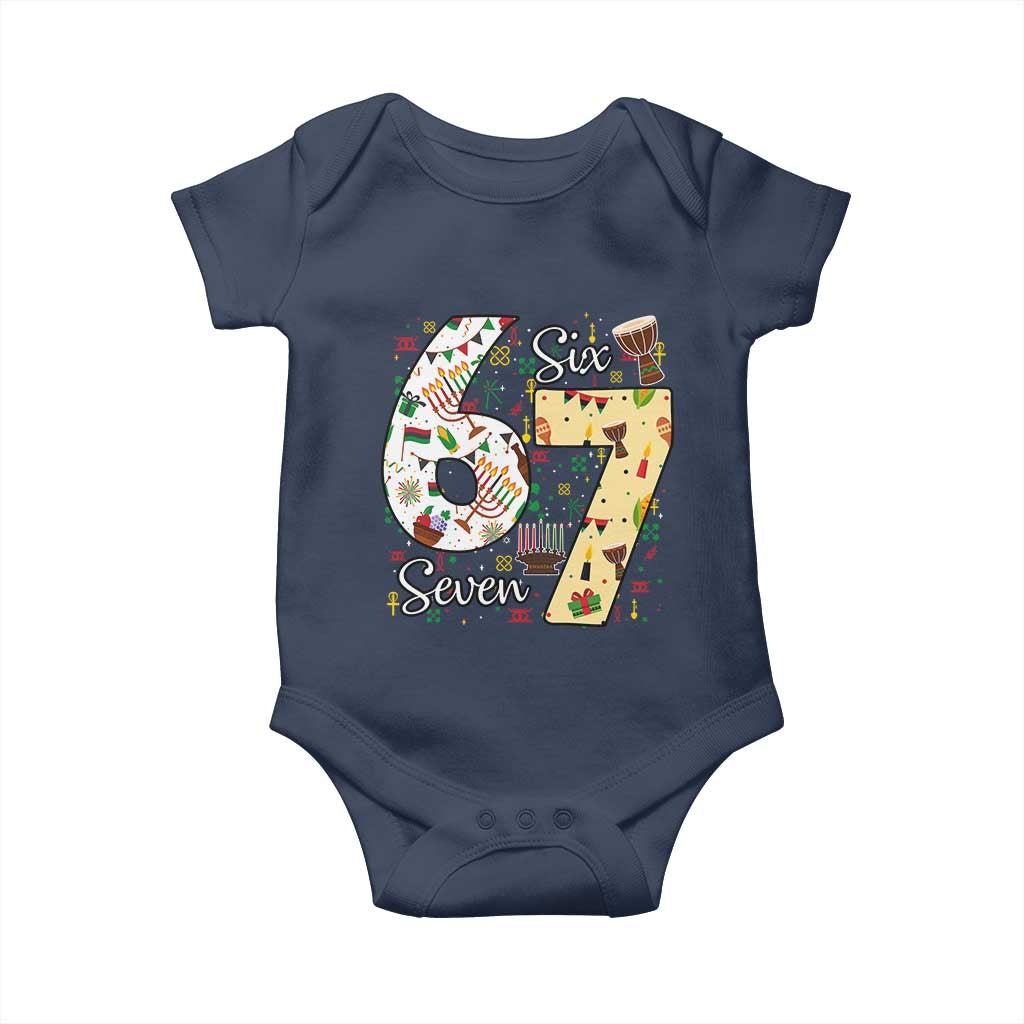 Funny 67 Kwanzaa Baby Onesie Six Seven Meme Kinara Candles African American Christmas - Wonder Print Shop