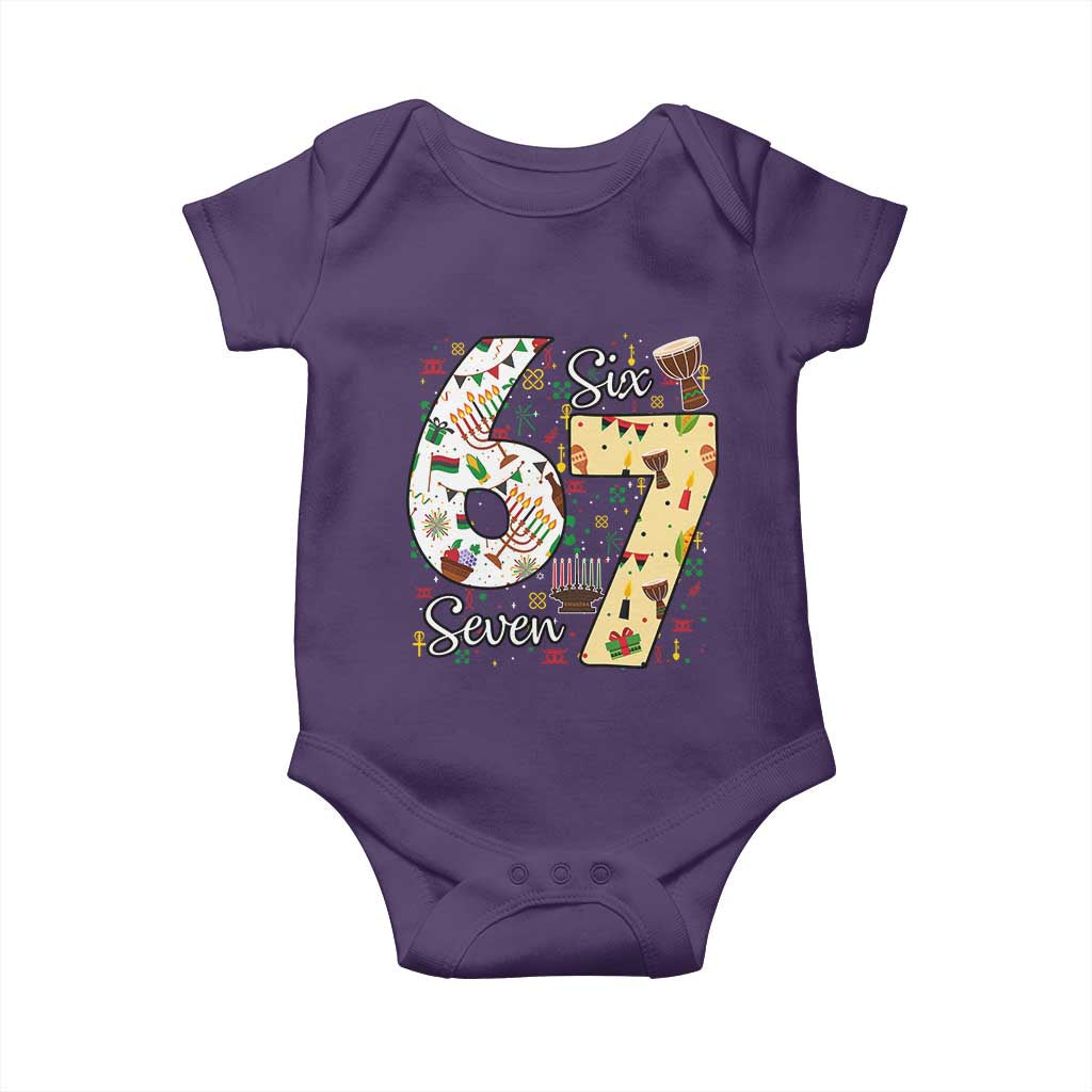 Funny 67 Kwanzaa Baby Onesie Six Seven Meme Kinara Candles African American Christmas - Wonder Print Shop