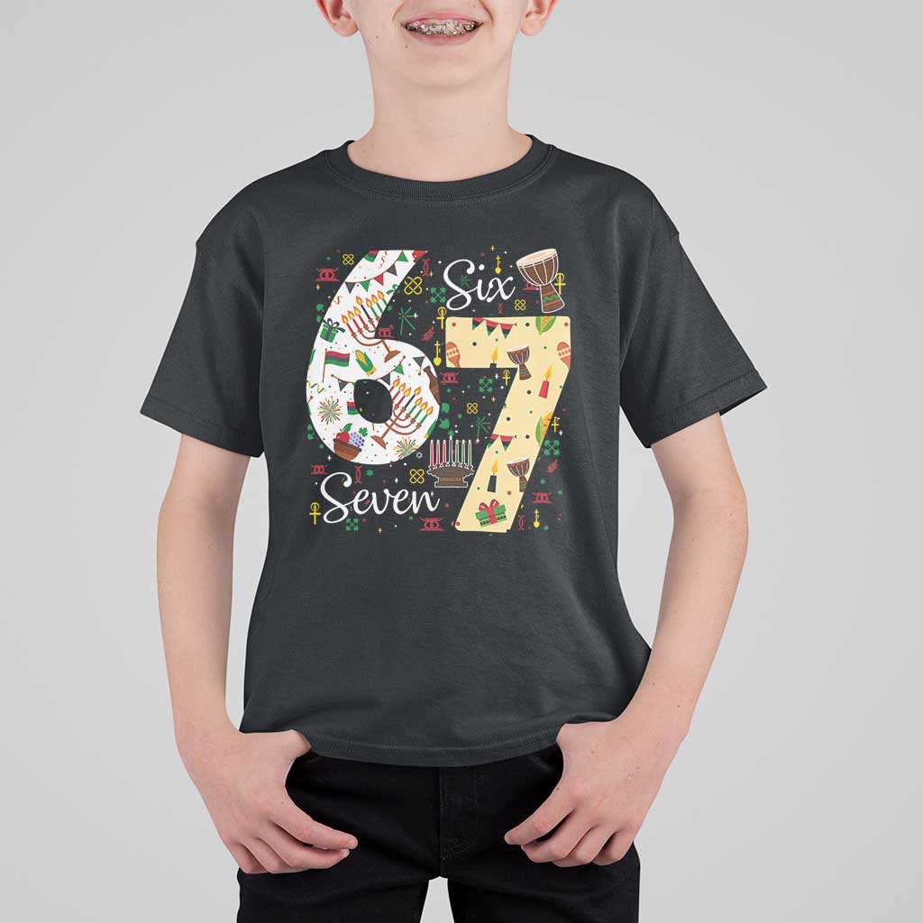 Funny 67 Kwanzaa T Shirt For Kid Six Seven Meme Kinara Candles African American Christmas - Wonder Print Shop