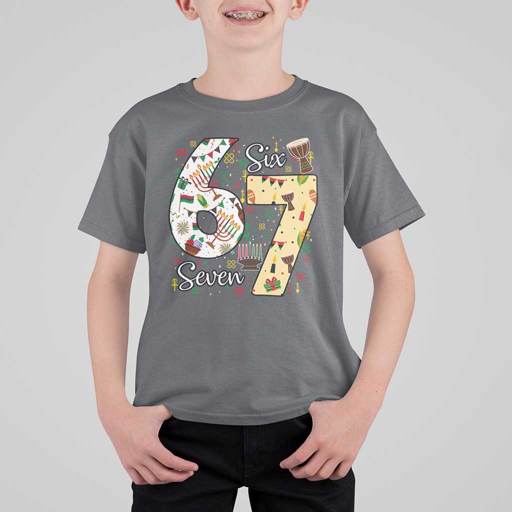 Funny 67 Kwanzaa T Shirt For Kid Six Seven Meme Kinara Candles African American Christmas - Wonder Print Shop