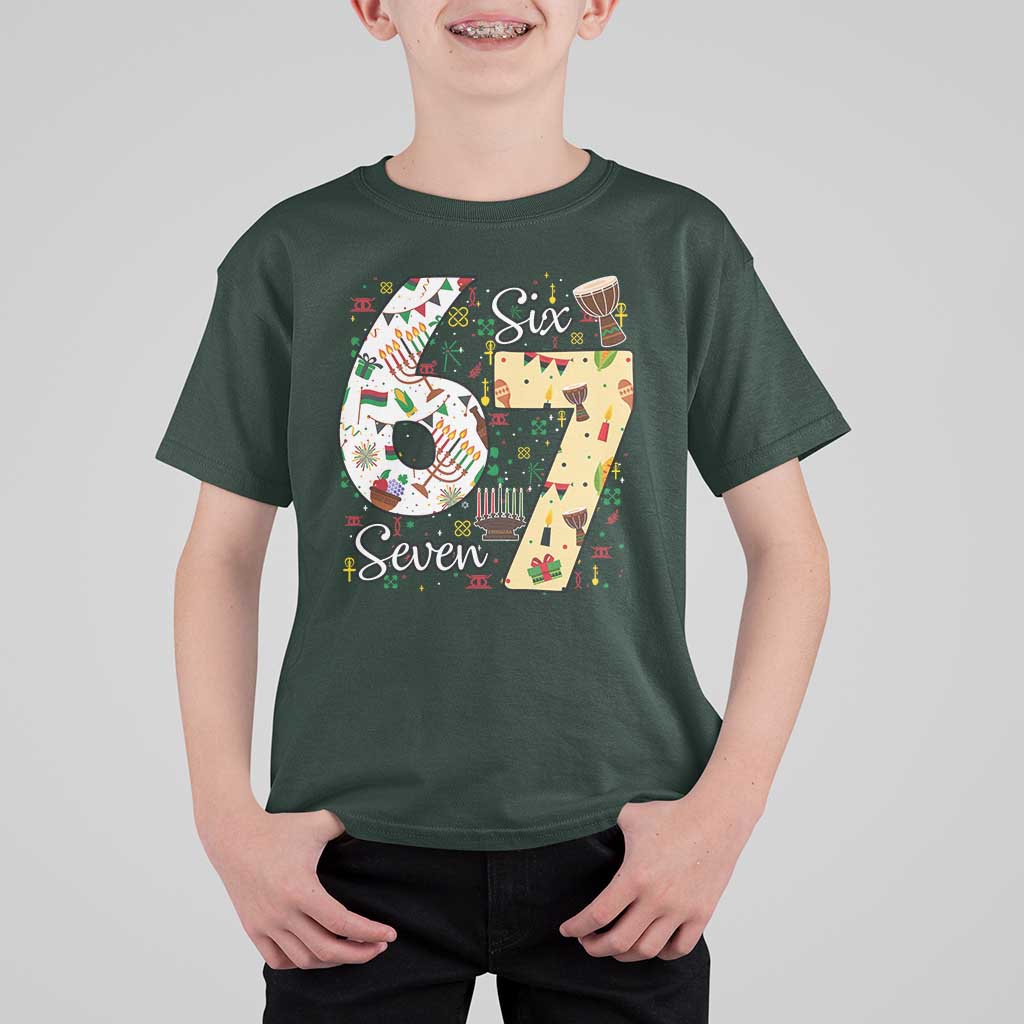 Funny 67 Kwanzaa T Shirt For Kid Six Seven Meme Kinara Candles African American Christmas - Wonder Print Shop