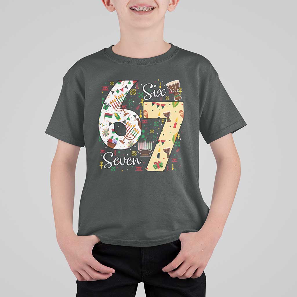 Funny 67 Kwanzaa T Shirt For Kid Six Seven Meme Kinara Candles African American Christmas - Wonder Print Shop