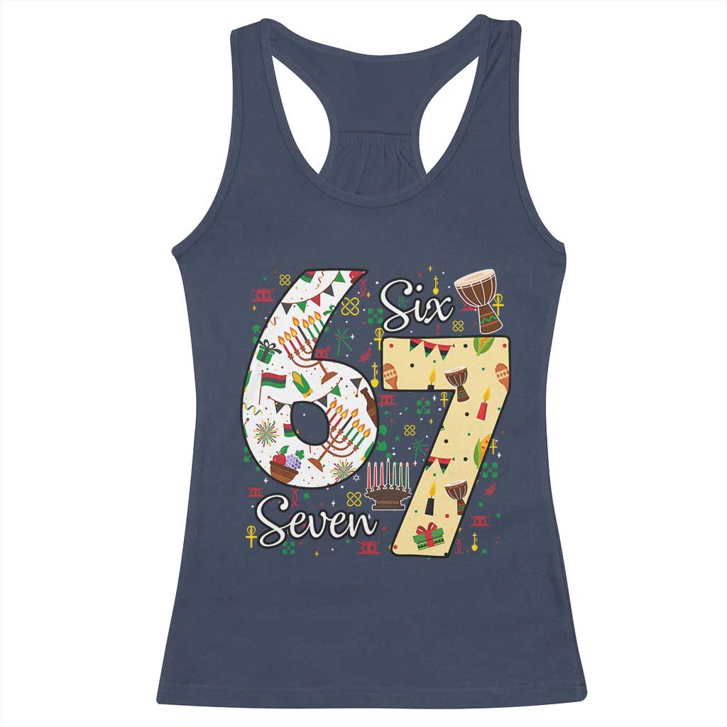 Funny 67 Kwanzaa Racerback Tank Top Six Seven Meme Kinara Candles African American Christmas - Wonder Print Shop