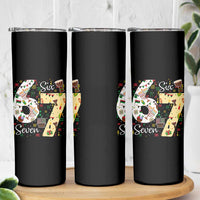 Funny 67 Kwanzaa Skinny Tumbler Six Seven Meme Kinara Candles African American Christmas - Wonder Print Shop