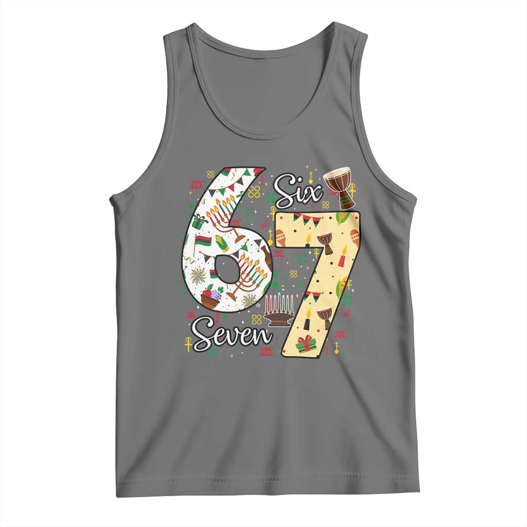 Funny 67 Kwanzaa Tank Top Six Seven Meme Kinara Candles African American Christmas - Wonder Print Shop