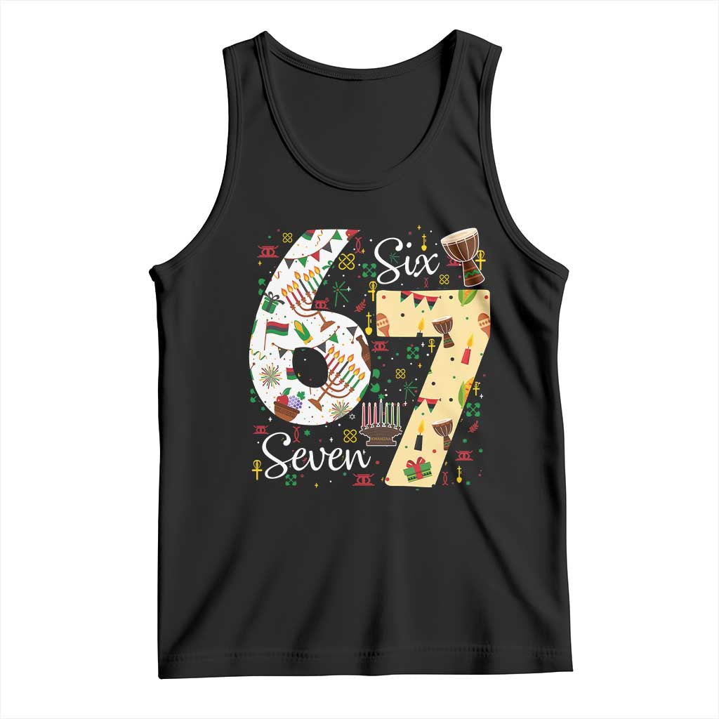 Funny 67 Kwanzaa Tank Top Six Seven Meme Kinara Candles African American Christmas - Wonder Print Shop