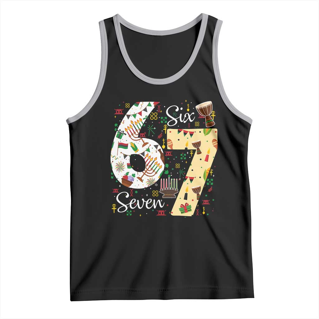 Funny 67 Kwanzaa Tank Top Six Seven Meme Kinara Candles African American Christmas - Wonder Print Shop