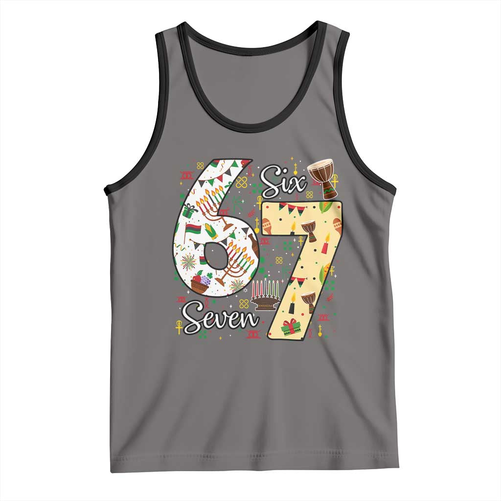 Funny 67 Kwanzaa Tank Top Six Seven Meme Kinara Candles African American Christmas - Wonder Print Shop