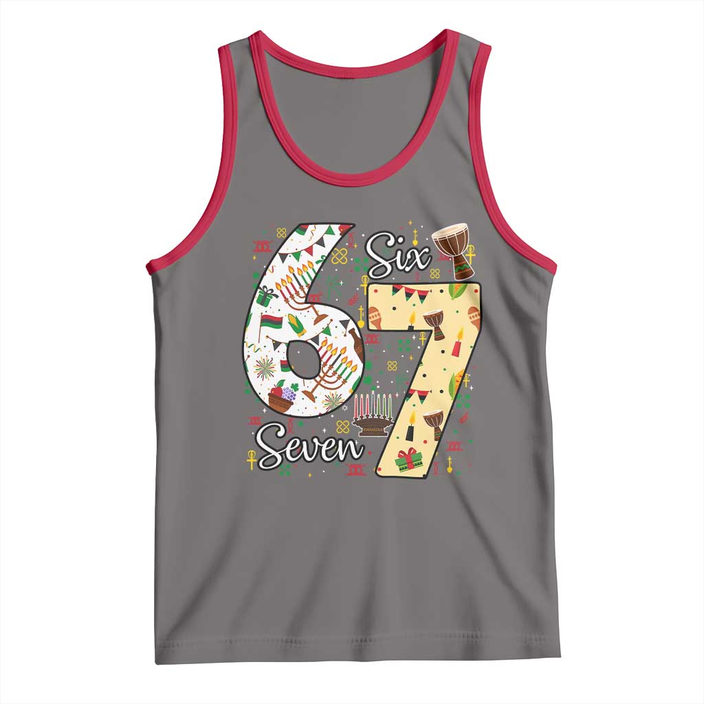 Funny 67 Kwanzaa Tank Top Six Seven Meme Kinara Candles African American Christmas - Wonder Print Shop