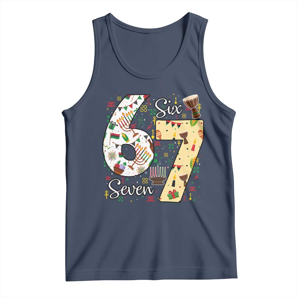 Funny 67 Kwanzaa Tank Top Six Seven Meme Kinara Candles African American Christmas - Wonder Print Shop