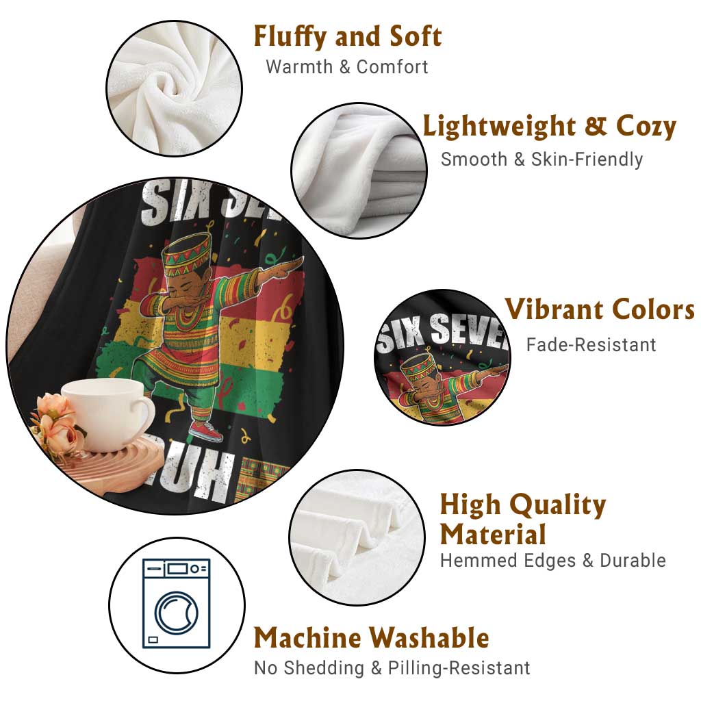 Funny 67 Kwanzaa Throw Blanket Six Seven Bruh Dabbing African Heritage - Wonder Print Shop