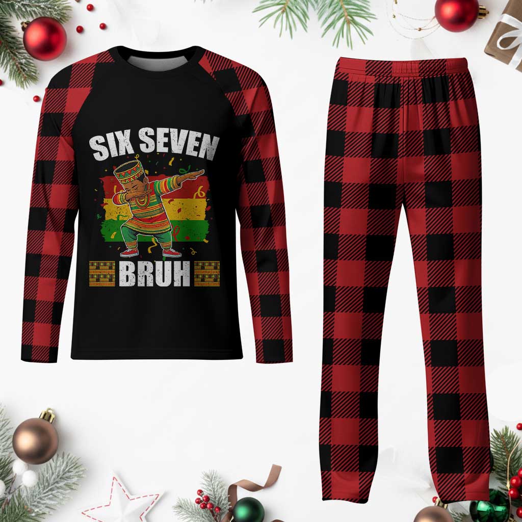 Funny 67 Kwanzaa Plaid Pajama Set Six Seven Bruh Dabbing African Heritage - Wonder Print Shop