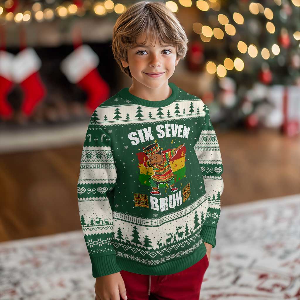 Funny 67 Kwanzaa Ugly Christmas Sweater Six Seven Bruh Dabbing African Heritage - Wonder Print Shop