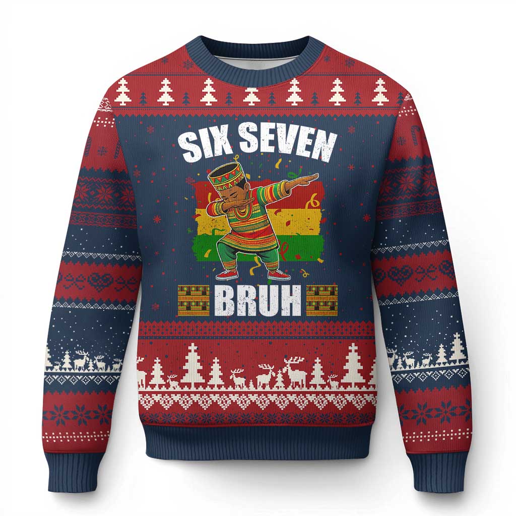 Funny 67 Kwanzaa Ugly Christmas Sweater Six Seven Bruh Dabbing African Heritage - Wonder Print Shop