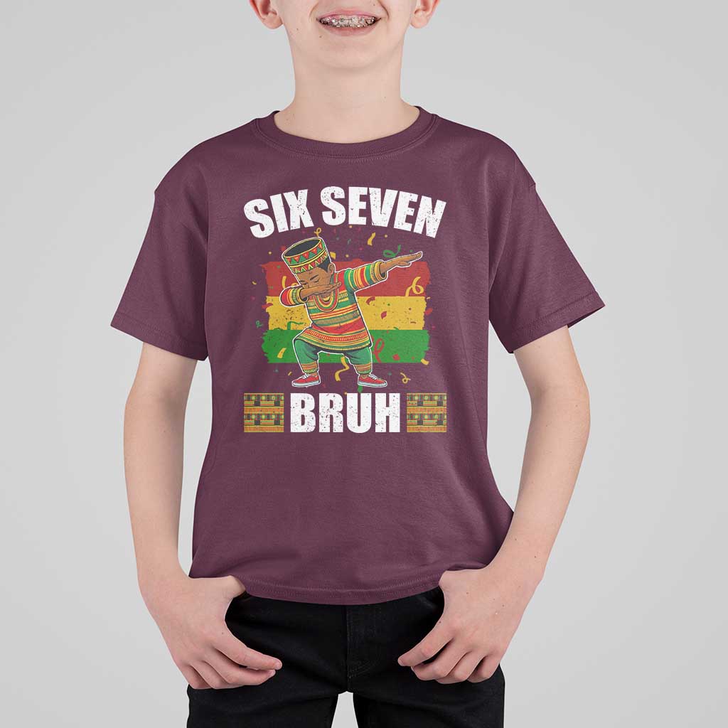 Funny 67 Kwanzaa T Shirt For Kid Six Seven Bruh Dabbing African Heritage - Wonder Print Shop
