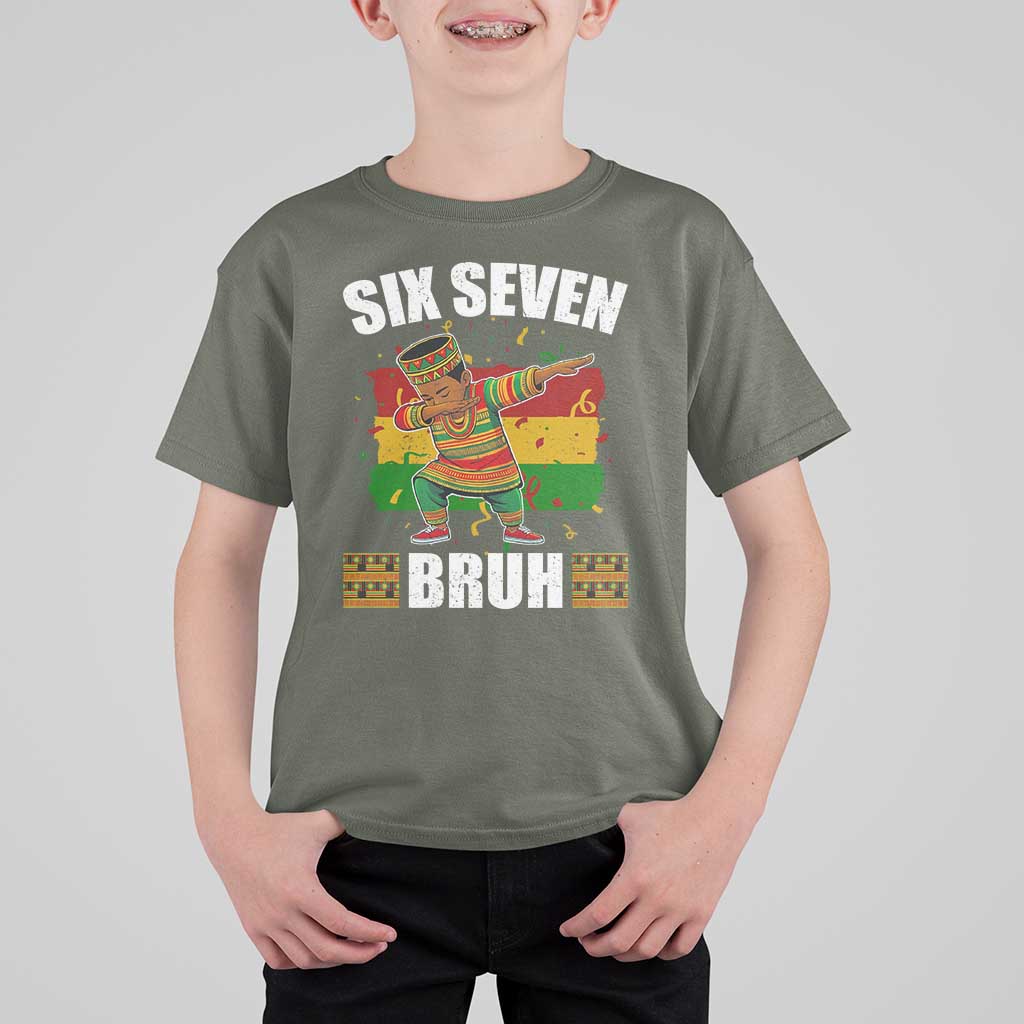 Funny 67 Kwanzaa T Shirt For Kid Six Seven Bruh Dabbing African Heritage - Wonder Print Shop