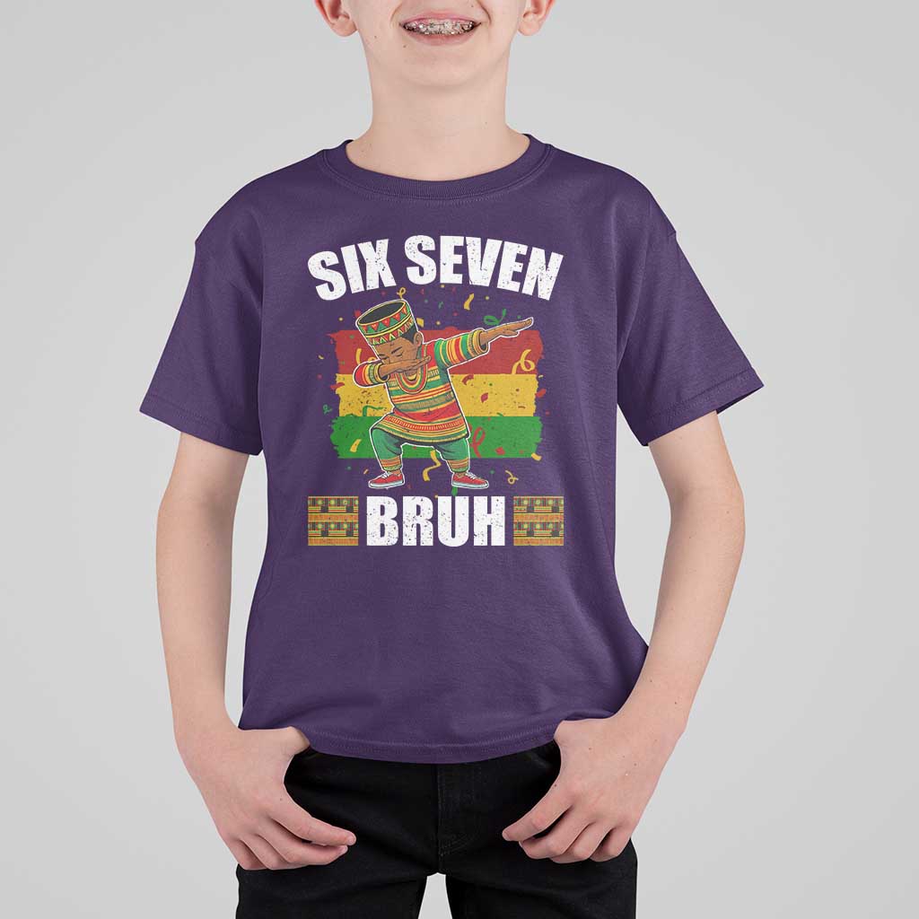 Funny 67 Kwanzaa T Shirt For Kid Six Seven Bruh Dabbing African Heritage - Wonder Print Shop