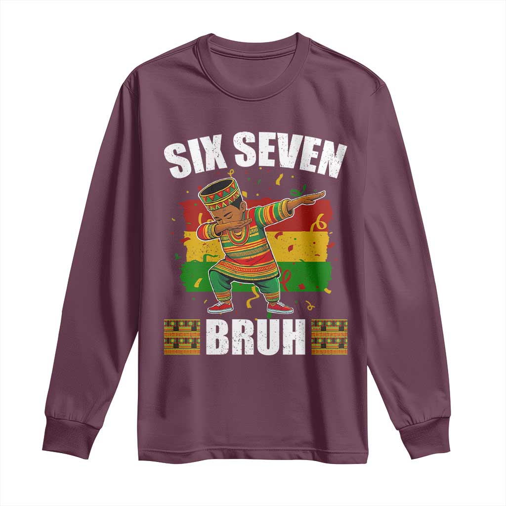 Funny 67 Kwanzaa Long Sleeve Shirt Six Seven Bruh Dabbing African Heritage - Wonder Print Shop