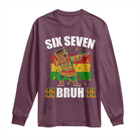 Funny 67 Kwanzaa Long Sleeve Shirt Six Seven Bruh Dabbing African Heritage - Wonder Print Shop