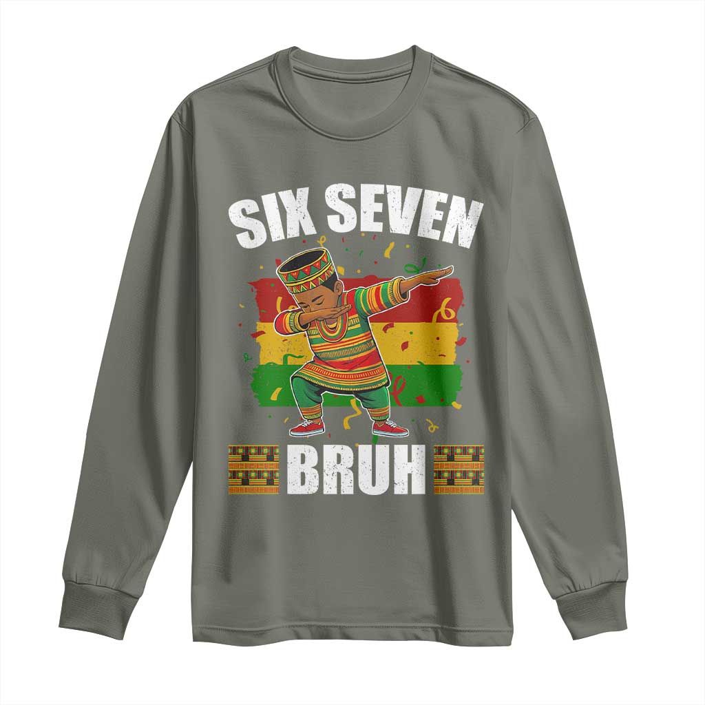 Funny 67 Kwanzaa Long Sleeve Shirt Six Seven Bruh Dabbing African Heritage - Wonder Print Shop