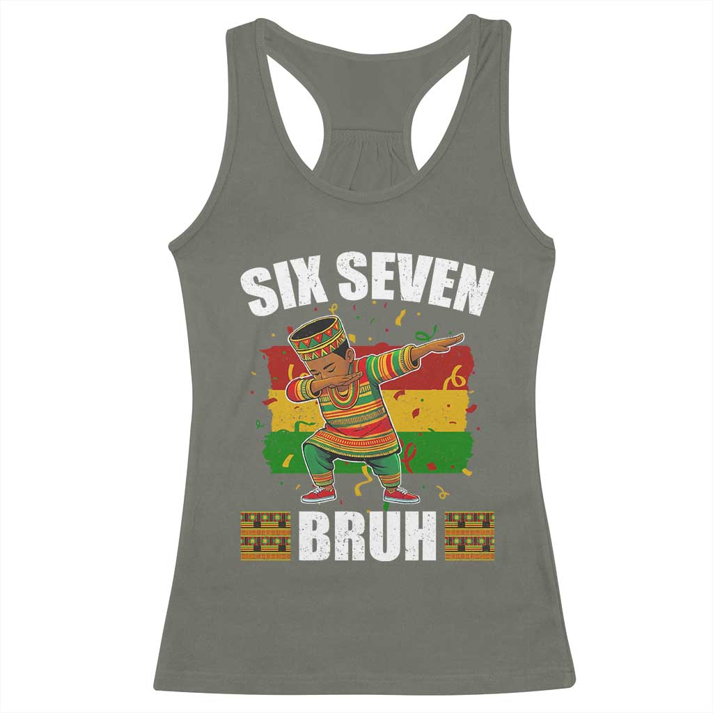 Funny 67 Kwanzaa Racerback Tank Top Six Seven Bruh Dabbing African Heritage - Wonder Print Shop