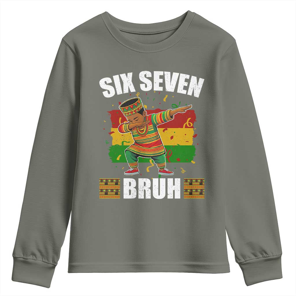 Funny 67 Kwanzaa Youth Sweatshirt Six Seven Bruh Dabbing African Heritage - Wonder Print Shop