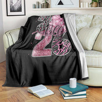 Happy New Year 2026 Throw Blanket Hello 2026 Disco Ball Pink Coquette Bow Faux Glitter - Wonder Print Shop