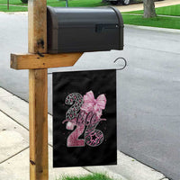 Happy New Year 2026 Garden Flag Hello 2026 Disco Ball Pink Coquette Bow Faux Glitter - Wonder Print Shop