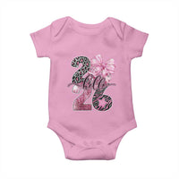 Happy New Year 2026 Baby Onesie Hello 2026 Disco Ball Pink Coquette Bow Faux Glitter - Wonder Print Shop