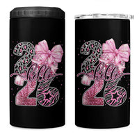 Happy New Year 2026 4 in 1 Can Cooler Tumbler Hello 2026 Disco Ball Pink Coquette Bow Faux Glitter - Wonder Print Shop
