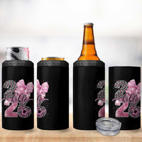 Happy New Year 2026 4 in 1 Can Cooler Tumbler Hello 2026 Disco Ball Pink Coquette Bow Faux Glitter - Wonder Print Shop