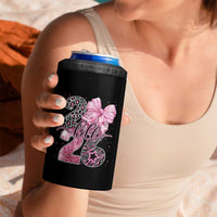 Happy New Year 2026 4 in 1 Can Cooler Tumbler Hello 2026 Disco Ball Pink Coquette Bow Faux Glitter - Wonder Print Shop