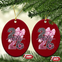 Happy New Year 2026 Ceramic Ornament Hello 2026 Disco Ball Pink Coquette Bow Faux Glitter - Wonder Print Shop