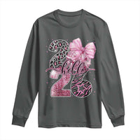 Happy New Year 2026 Long Sleeve Shirt Hello 2026 Disco Ball Pink Coquette Bow Faux Glitter - Wonder Print Shop