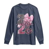 Happy New Year 2026 Long Sleeve Shirt Hello 2026 Disco Ball Pink Coquette Bow Faux Glitter - Wonder Print Shop