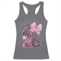 Happy New Year 2026 Racerback Tank Top Hello 2026 Disco Ball Pink Coquette Bow Faux Glitter - Wonder Print Shop