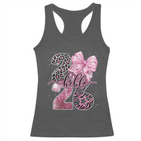Happy New Year 2026 Racerback Tank Top Hello 2026 Disco Ball Pink Coquette Bow Faux Glitter - Wonder Print Shop