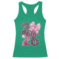 Happy New Year 2026 Racerback Tank Top Hello 2026 Disco Ball Pink Coquette Bow Faux Glitter - Wonder Print Shop