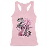 Happy New Year 2026 Racerback Tank Top Hello 2026 Disco Ball Pink Coquette Bow Faux Glitter - Wonder Print Shop