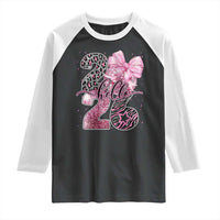 Happy New Year 2026 Raglan Shirt Hello 2026 Disco Ball Pink Coquette Bow Faux Glitter - Wonder Print Shop