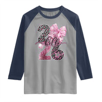 Happy New Year 2026 Raglan Shirt Hello 2026 Disco Ball Pink Coquette Bow Faux Glitter - Wonder Print Shop
