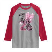 Happy New Year 2026 Raglan Shirt Hello 2026 Disco Ball Pink Coquette Bow Faux Glitter - Wonder Print Shop