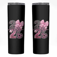 Happy New Year 2026 Skinny Tumbler Hello 2026 Disco Ball Pink Coquette Bow Faux Glitter - Wonder Print Shop
