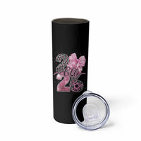 Happy New Year 2026 Skinny Tumbler Hello 2026 Disco Ball Pink Coquette Bow Faux Glitter - Wonder Print Shop