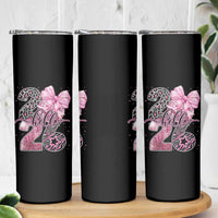 Happy New Year 2026 Skinny Tumbler Hello 2026 Disco Ball Pink Coquette Bow Faux Glitter - Wonder Print Shop
