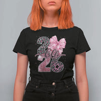 Happy New Year 2026 T Shirt For Women Hello 2026 Disco Ball Pink Coquette Bow Faux Glitter - Wonder Print Shop