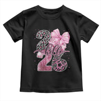 Happy New Year 2026 Toddler T Shirt Hello 2026 Disco Ball Pink Coquette Bow Faux Glitter - Wonder Print Shop