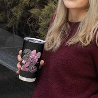 Happy New Year 2026 Tumbler Cup Hello 2026 Disco Ball Pink Coquette Bow Faux Glitter - Wonder Print Shop