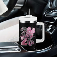 Happy New Year 2026 Tumbler With Handle Hello 2026 Disco Ball Pink Coquette Bow Faux Glitter - Wonder Print Shop